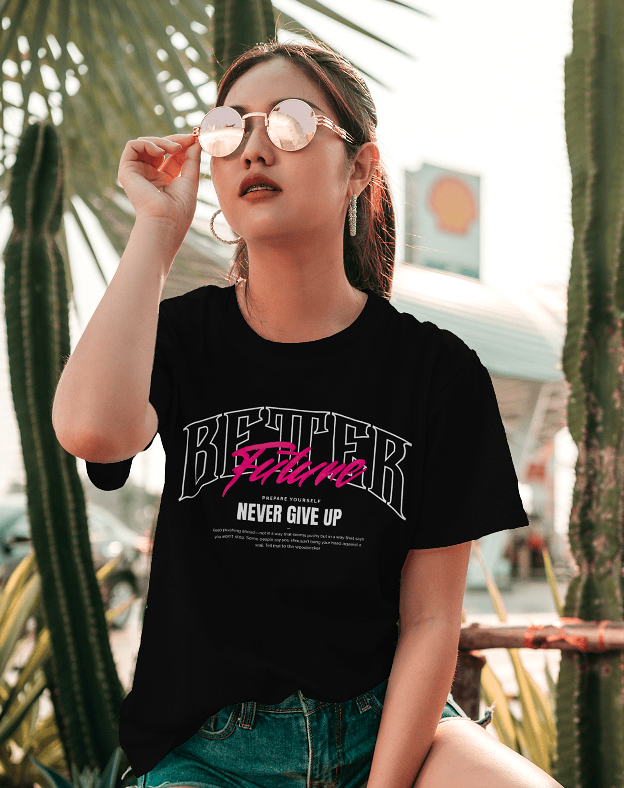 Better Future – Never Give Up Motivational Graphic Unisex Oversized Classic T-Shirt