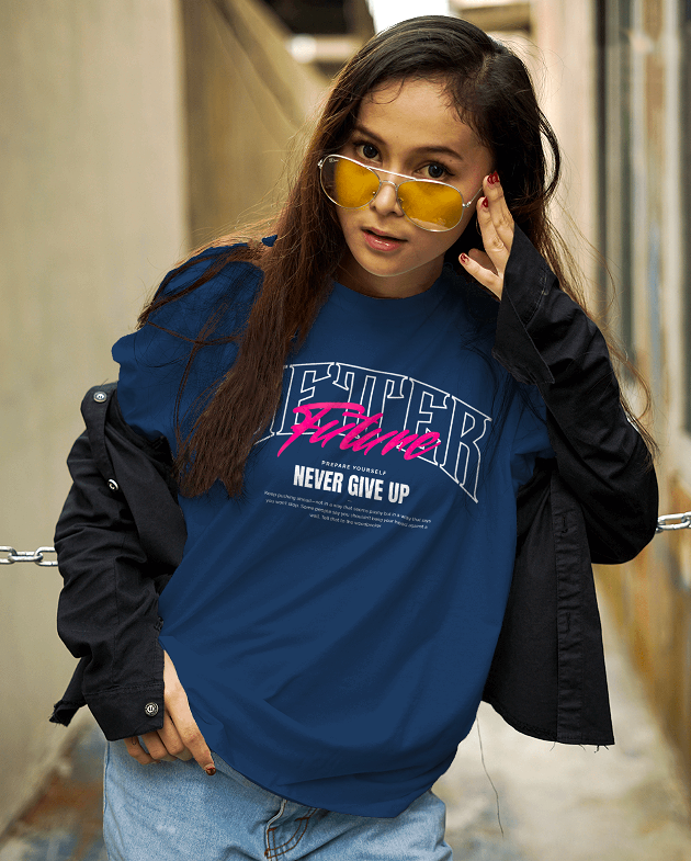 Better Future – Never Give Up Motivational Graphic Unisex Oversized Classic T-Shirt