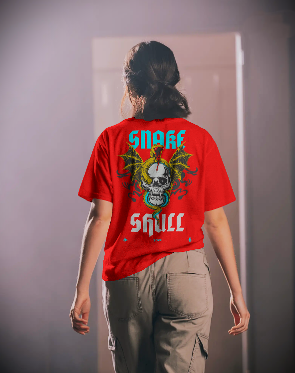 Snake Skull Graphic Oversized T-Shirt | Gothic Streetwear | Dapper Drift Unisex