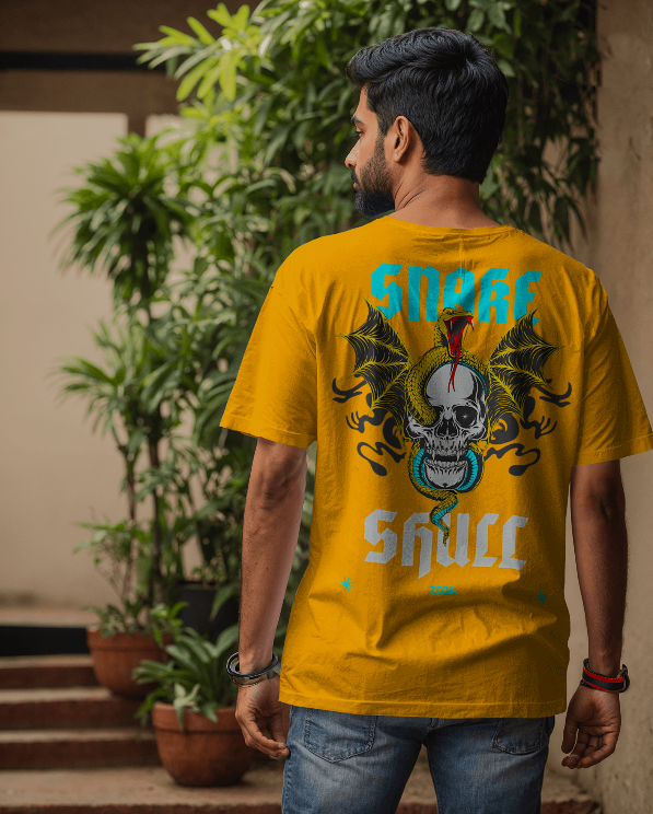 Snake Skull Graphic Oversized T-Shirt | Gothic Streetwear | Dapper Drift Unisex