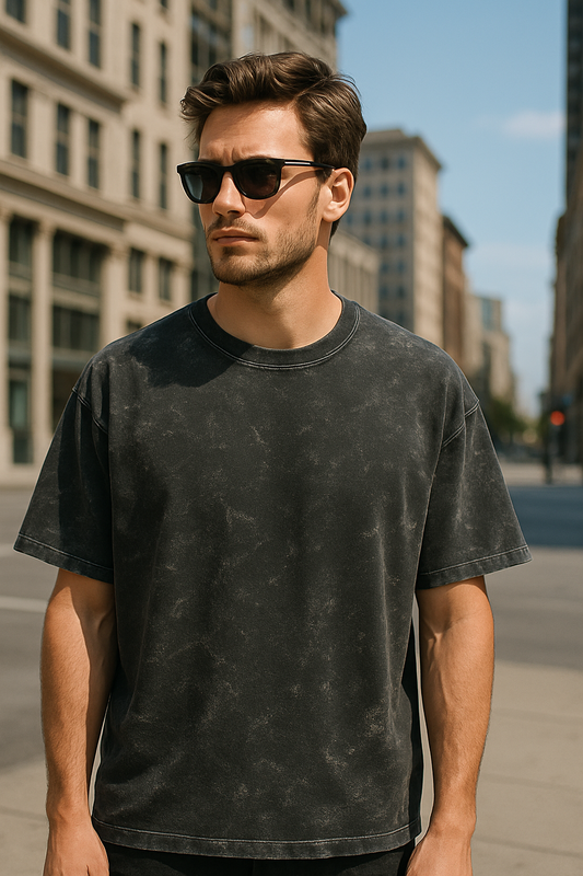 Plain Black Oversized Acid Washed T-Shirt
